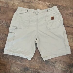 Men’s Carhartt Carpenter Shorts Size 42 Khaki Beige Chino Cargo Workwear